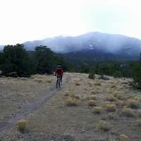 Teresa riding the brand new Little Rainbow Trail.